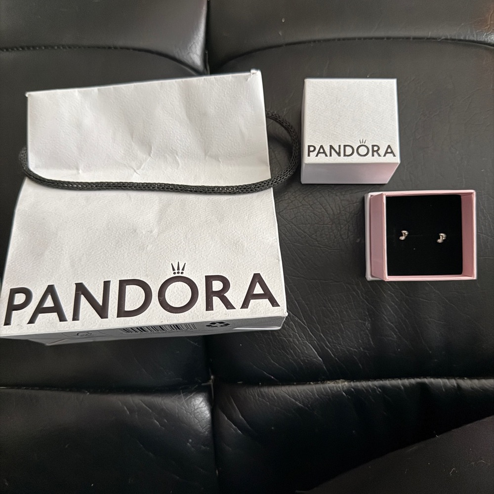 Pandora Silver Stud Earrings with Box